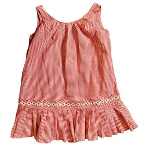 Vtg 50s Red Gingham Daisy Chain Mini Dress Swimsuit Playsuit Romper Bloomers M/L